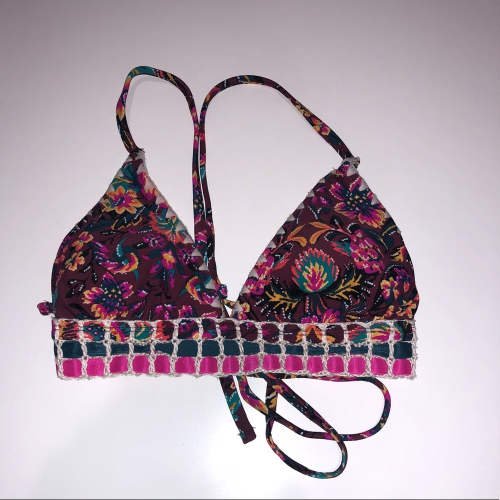 Floral triangle bikini top